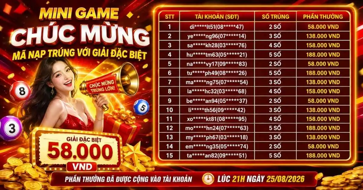 mã nạp trùng giải đặc biệt