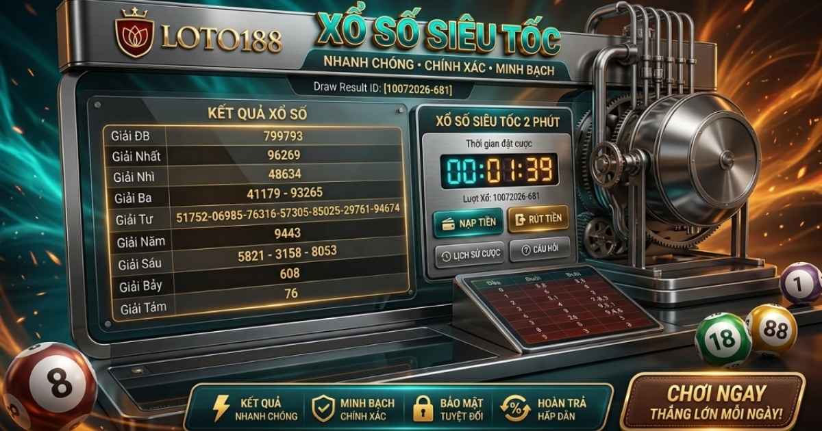 Xổ Số Mega 1 Giây Top Đầu Loto188